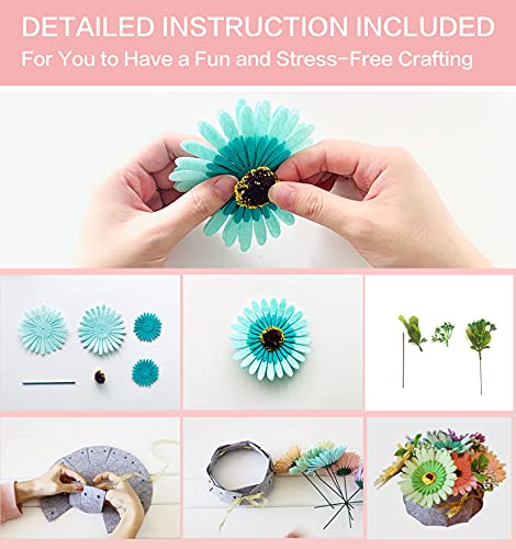 BAZIMA DIY Felt Flower Art Craft Kit, DIY Felt Sunflower and Chrysanthemum Bouquet Kit, 7pcs Felt Flowers,Floral Gifts,Beginner Craft Kit,Arrange BAZIMA ALICE