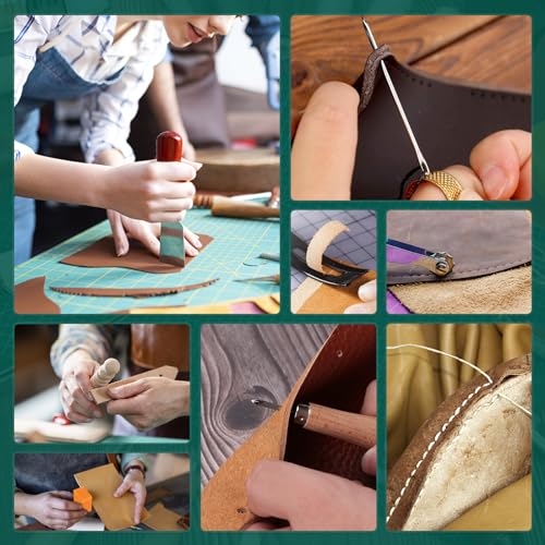 275 pcs Advanced Leather Sewing Tools and Supplies with Carrying Organizer Cutting Mat Stamping Tools Needles Snaps and Rivets Kit Perfect for KINGTOOL