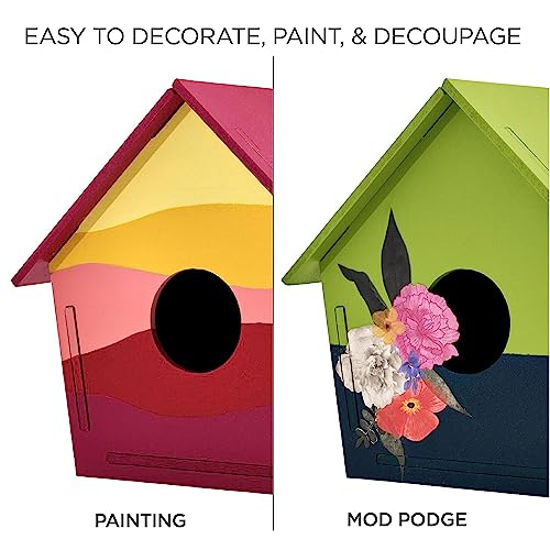 Plaid Birdhouse, Konnectz Unfinished, Easy to Assemble Wood Surface Perfect for DIY Arts and Crafts Projects, 61799 Plaid