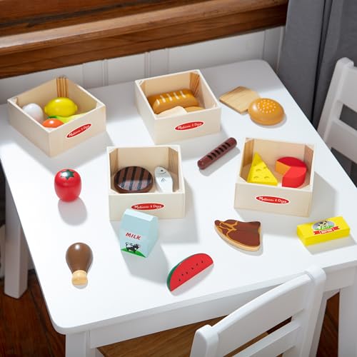 Melissa & Doug Food Groups - 21 Wooden Pieces and 4 Crates, Multi - Play Food Sets For Kids Kitchen, Pretend Food, Toy Food For Toddlers And Kids Melissa & Doug