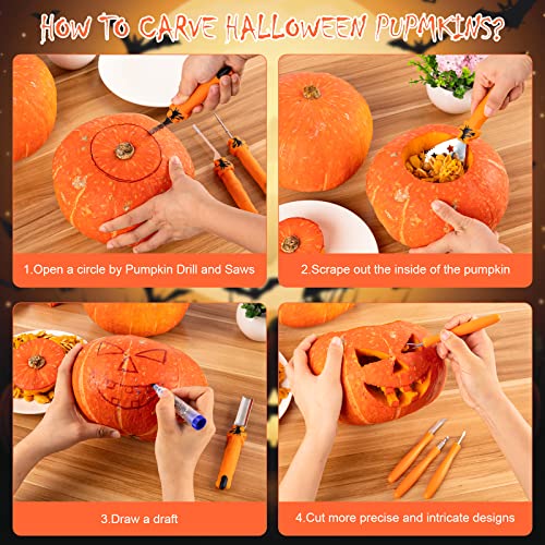 TRAALL Pumpkin Carving Kit Tools Halloween, Professional Heavy Duty Carving Set, Stainless Steel Sculpting Tool Carving Knife for Halloween TRAALL