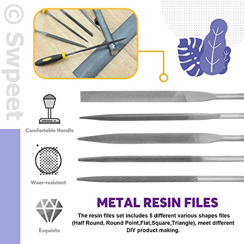 Swpeet 26Pcs Resin Sanding and Polishing Assortment Kit, Including 240# 600# 1000# 2000# 3000# 5000# Sand Papers, Resin File, Polishing Blocks, - WoodArtSupply