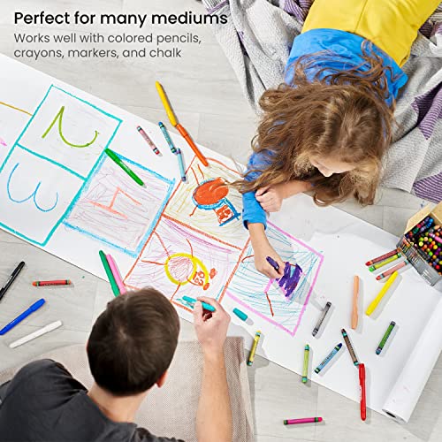 Arteza Kids Drawing Paper Roll Refill, 2-Pack, 16.5 Inches x 74.8 Feet, White 47-lb Roll Dispenser Paper, Art Supplies for The Classroom, Learning ARTEZA