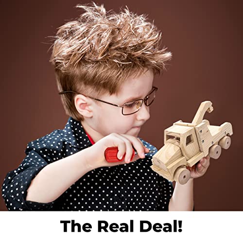 Kraftic Woodworking Building Kit for Kids and Adults, with 3 Educational DIY Carpentry Construction Wood Model Kit Toy Projects for Boys and Girls - Kraftic