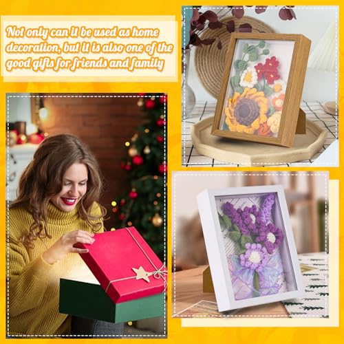 IMZAY Sunflower Crochet Kit with Photo Frame, Sunflower Knitting Weaving Set with Yarn, Hooks, Instruction, Stitching Markers, Fiber Fill, Floral IMZAY