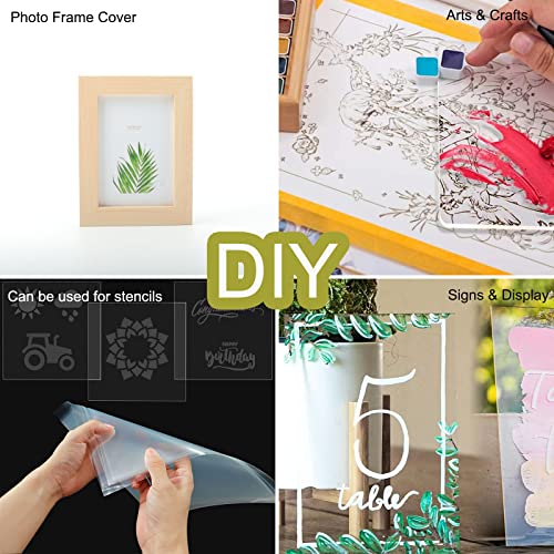 5 Pack 12x12x.02” Clear Plastic Sheet, Plexiglass Craft Plastic Sheets PET Flexible Lightweight Clear Plastic Sheets for DIY Craft Projects, Picture BEAIMUXI