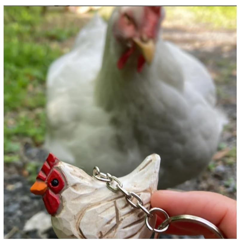 Selsela Wood Drake Duck Keychain Ring Hook Clip Charm Miniature Wood Mini Figurine Small Animal Selsela