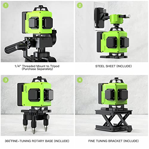 16 Lines Laser Level 360 Self Leveling, 4x360° 4D Green Beam Cross Line Lazer Level with 2 Batteries,360°Horizontal/Vertical Line Laser Remote Catlyn
