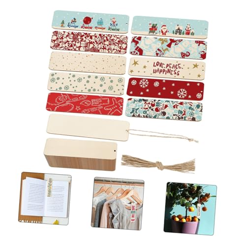 Tofficu 1 Set Wooden Bookmark Blank Tags Hand Made Hanging Tags Wood Art Bookmarks Wood Crafts Tags Unfinished Wooden Slices with Holes Unfinished Tofficu