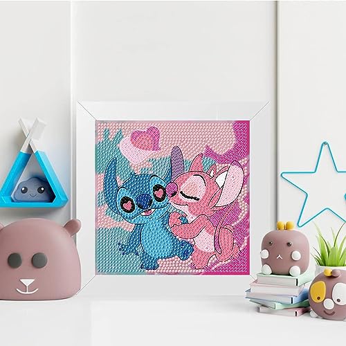 5D Diamond Painting Kits for Kids with Wooden Frame - Stitch Diamond Art for Kids Ages 6-8-10-12,DIY Art and Crafts Big Gem Gift Diamond Dots Ammklfh