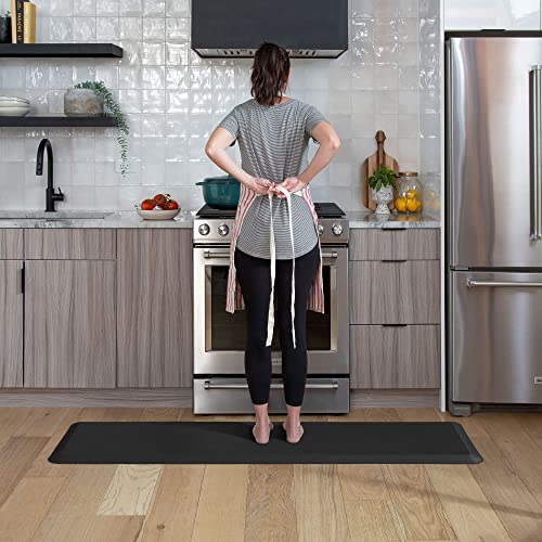 GelPro Anti-Fatigue Nonslip 1/2" Thick Hard Floor Utility Mat for Garage, Patio and Kitchen, 20" x 72", Leather Grain Black GelPro