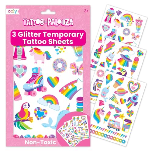 GirlZone Temporary Glitter Tattoos Kit for Girls, 33 Fun Pieces in 1  Sparkly Glitter Tattoos for Kids Kit, Easy to Apply and Remove Glitter  Tattoo Kit