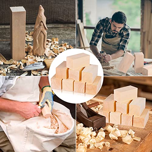 ACXFOND 10 Pack Basswood Carving Blocks, 4x2x2 inch Unfinished Wood Blocks for Crafts, Wood Carving Blocks Cubes for Home, Arts, Crafts, Class, ACXFOND