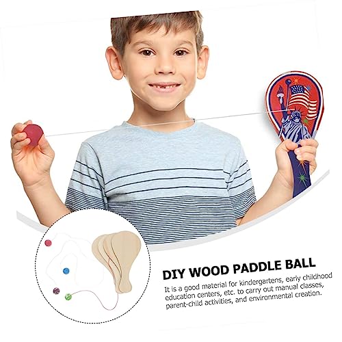 MERRYHAPY 10pcs White Billet Wooden Racket Rubber Manual Child MERRYHAPY