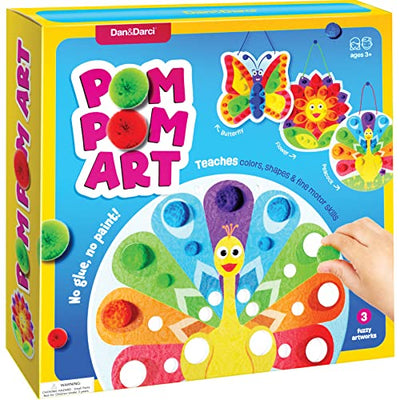 Pom Pom Arts & Crafts Kit for Toddlers - Easy Toddler Art Activity Craft for Little Boys & Girls Ages 3, 4, 5, 6 Years Old Kids Sensory Activities -