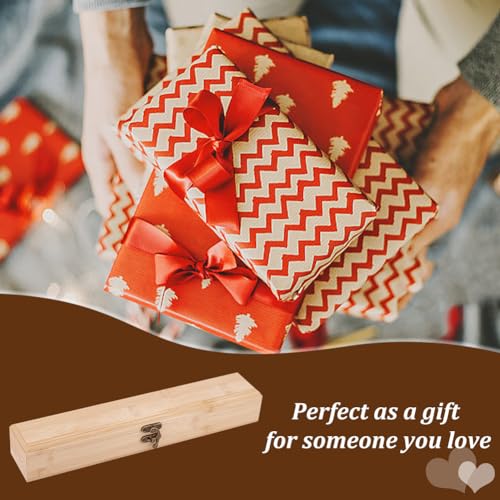OLYCRAFT Unfinished Bamboo Wooden Storage Box with Hinged Lid - 12x2.2x1.8 Inch Rectangular Pencil and Branding Iron Box OLYCRAFT
