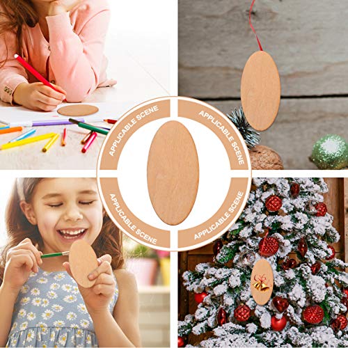 EXCEART Wood Cutout Shapes 20pcs Unfinished Wood Oval Circle Wood Pieces Blank Ornaments Wooden Cutouts for DIY Crafts Painting Engraving Wood DIY EXCEART
