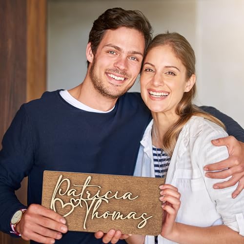 Valentines Day Gifts for Him, Her, Personalized 3D Couples Sign w/Names and Hearts - Black, 2 Optional Sizes - Custom 3D Couples names Wood Sign, Customization Mill