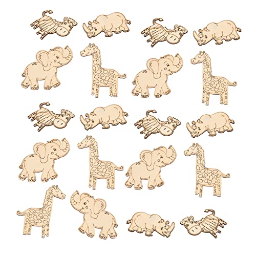 SEWACC 40pcs Paint Wooden Unfinished Embellishment Decoration Home Decor Wood Hanging Animal Shaped Confetti Slice Cutouts Accessories Shapes Forest SEWACC