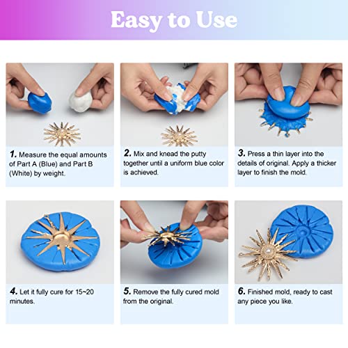 LET'S RESIN Silicone Putty,1LB/40A Silicone Mold Making Kit, Non-Toxic,Strong&Flexible, Easy 1:1 Mixing Ratio for Reusable Silicone Molds, Resin LET'S RESIN
