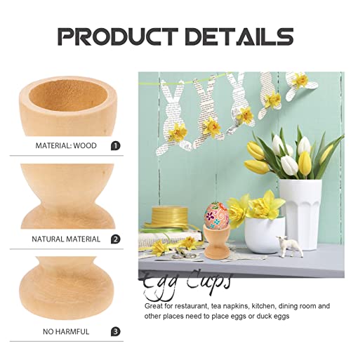 Amosfun 12PCS Wooden Egg Cup Holders Stands DIY Blank Unfinished Wooden Egg Stands Holders 1.1" x 1.3" Amosfun