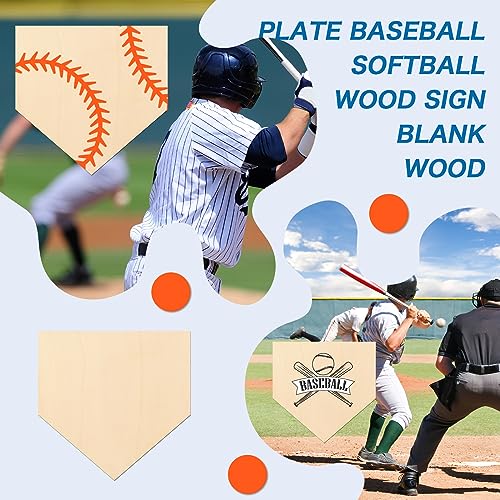 YLOLUL 3 Pcs Unfinished Wood for Crafts Wooden Home Plate Baseball Unfinished Wood Baseball Plaque Baseball Home Plate Softball Diamond Base YLOLUL