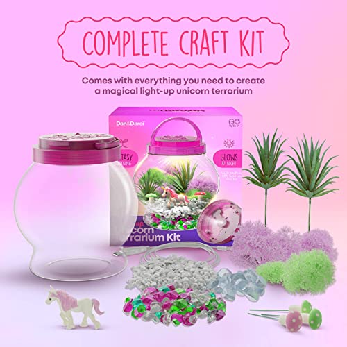 Light-Up Unicorn Terrarium Kit - Birthday Gifts for Kids - Best Toys & Activities Kits Presents - Arts & Crafts Stuff for Little Girls & Boys Age 4 5 Dan&Darci