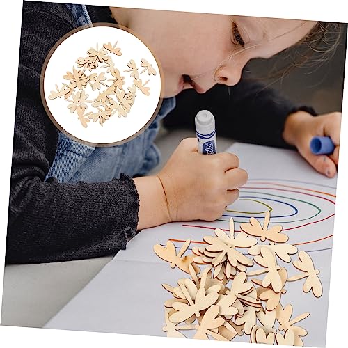 VILLCASE 60 Pcs Dragonfly Chips Wooden Circles Wooden Shapes for Crafts Dragonfly Wooden Ornaments Unfinished Wood Cutouts Unfinished Wooden Craft VILLCASE