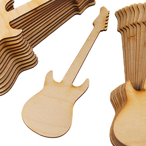 Factory Direct Craft Pack of 12 Unfinished Wood Electric Guitar Cutouts - Rock and Roll Blank Wooden Music Instrument Shape for DIY Craft Projects Factory Direct Craft