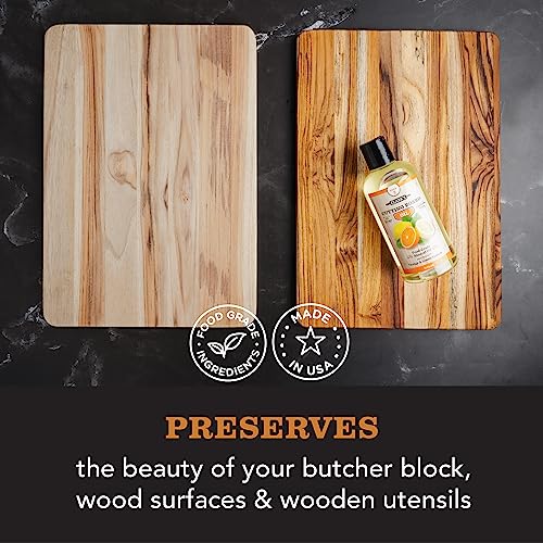 CLARK'S Cutting Board Oil - Food Grade Mineral Oil for Cutting Board - Enriched with Lemon and Orange Oils - Butcher Block Oil and Conditioner - CLARK'S