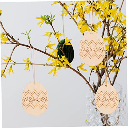 VOSAREA 60pcs Easter Egg Wooden Pendant Unfinished Easter Egg Cutout Eggs Wooden Slices Wood Easter Egg Ornaments Unfinished Wood Cutout to Easter VOSAREA