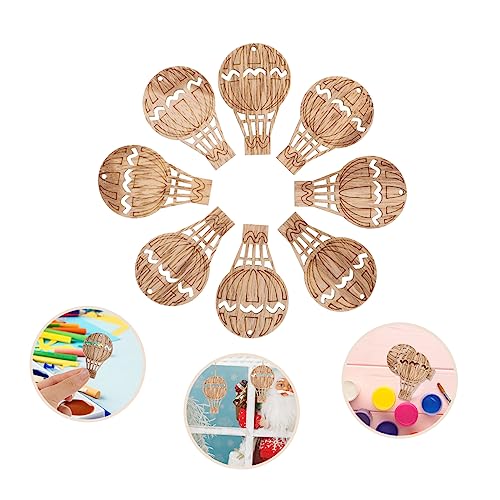 COHEALI 30pcs Hot Air Balloon Wooden Shape Ornament Crafts Hanging Bulk Wooden Lion Cut Outs Unfinished Wood Shapes Unfinished Woods Chips Wooden COHEALI