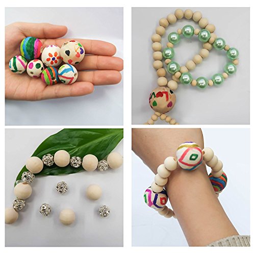 Amaney 400pcs 6mm-14mm Unfinished Wood Beads Assorted Natural Round Ball Loose Solid Wooden Spacer Beads for Crafts DIY Handmade Jewelry Making Looconi