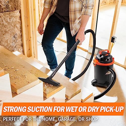 Armor All VO405P 0901 4 Gallon Wet/Dry Vac 2.0 Peak HP Shop Vacuum with Nozzles & Brush,Black/Orange Armor All