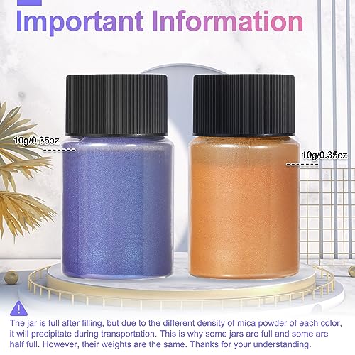 CHANGTIKEJI Mica Powder - 144 Colors - 10g/Bottle of Natural Pigment for Epoxy Resin,Eye Shadow,Car Freshies,Soap Making,Nail Polish,Candle CHANGTIKEJI