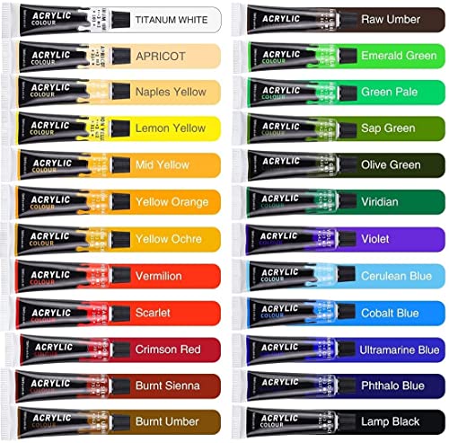 Colorful Acrylic Painting Kit - Paint Supplies Set with 24 Colors, 30 Brushes, 5 Canvases, 1 Pad, 2 Palette, 2 Sponge & 1 Wood Easel - Art Acrylic Colorful