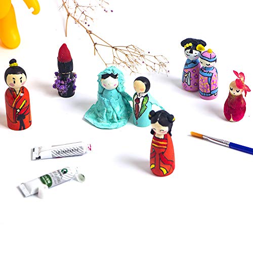 Wood Peg Dolls Unfinished 3 inch, Pack of 30 Wooden Peg People for DIY Crafts Muka