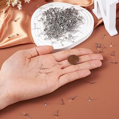 Craftdady 500Pcs Stainless Steel Earring Posts 4mm Flat Pad Blank Tray Stud Earrings for Earring Jewelry Making Craftdady