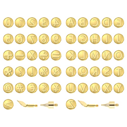 FUYGRCJ- 56Pcs Wood Burning Tip Set Letter Wood Burning Tool Including Alphabet Number Symbol Durable Brass Alphabet Number Template for DIY FUYGRCJ