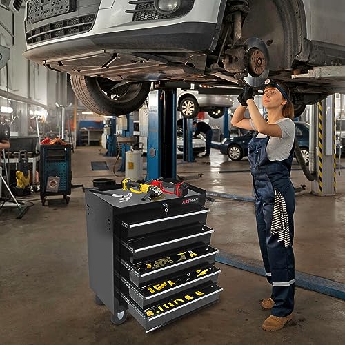 MHEOMTME 5-Drawers Tool Cabinets On Wheels, Rolling Tool Chest with Drawers, Craftsman Tool Box with Keyed Locking System, Tool Storage Organizer for MHEOMTME