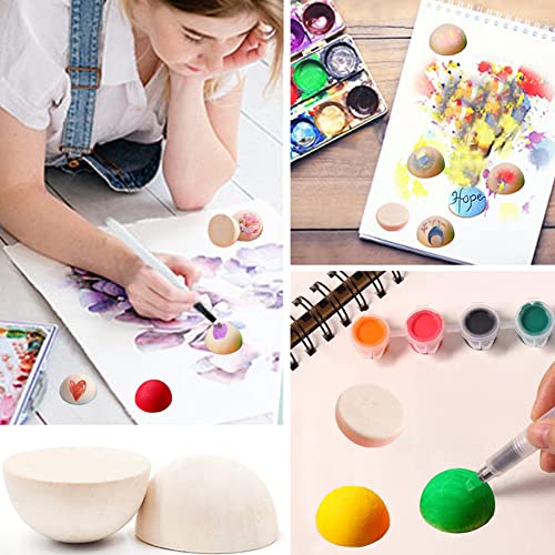 ZQYYQZ 300pcs 15mm Half Wooden Beads, Unfinished Natural Half Wooden Split Round Wood Balls for Painting DIY Crafts, Kids Craft, Christmas Party ZQYYQZ