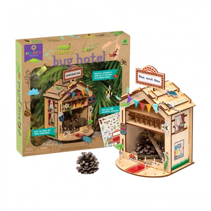 PlayMonster Craft-Tastic — Make A Bug Hotel — DIY Nature Craft Kit — No Tools Needed — Decorate Your Hotel with Stickers — Ages 4+ with Help PlayMonster