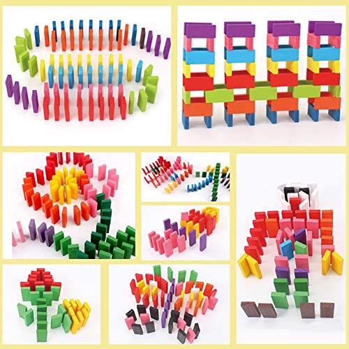 BigOtters Super Domino Blocks, 360PCS Bulk Domino Start Kit 12 Colorful Wooden Domino Blocks Educational Racing Game for Kids Birthday Party Favor BigOtters