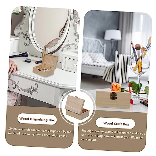 NOLITOY 18 Pcs Wooden Box with Lock Wooden Crafts Paint Brishes Mini Containers Unfinished Treasure Chest Bamboo Jewelry Organizer Wood Gift NOLITOY