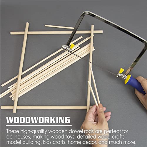 BAZIC Wooden Dowel Rods Wood Sticks, 3/8" x 12" Round Natural Color Hardwood Stick, Unfinished Wood for Crafts Lollipops Cake Support (6/Pack), Bazic Products