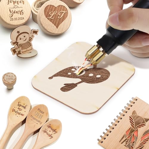 TEKCHIC 60W Professional Wood Burning Kit Pro Wood Burner Pyrography Tool with 20 Wire Nibs Tips Including Ball Tips TEKCHIC