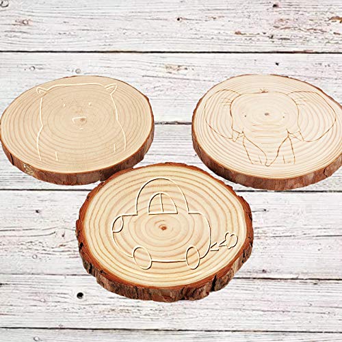 KOHAND 12 PCs 6-7 Inch Wood Slices for Crafts, Unfinished Wood Rounds with Bark, Round Wooden Discs Circles for Christmas Ornaments Wedding Rustic KOHAND