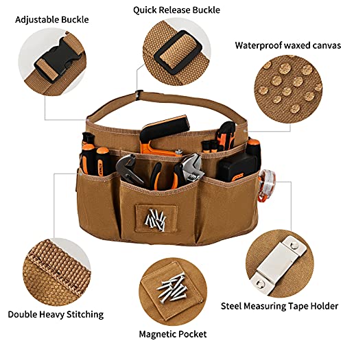 Waist Tool Belts with 13 Pockets,Waxed Canvas Tool Apron,Nail Apron,Woodworking Pouch for Men and Women,Adjustable Length from 28 to 45 Inches LEFOR·Z