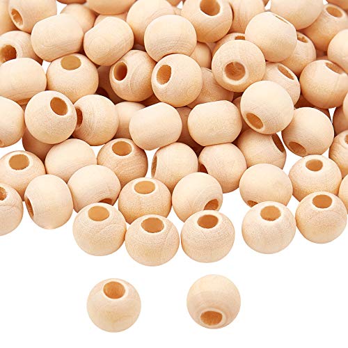 PH PandaHall 500pcs Natural Wooden Beads 10mm Ball Spacer Beads Unfinished Wood Beads Macrame Beads for Tassel Christmas Tree Hanging Holiday Decor PH PandaHall