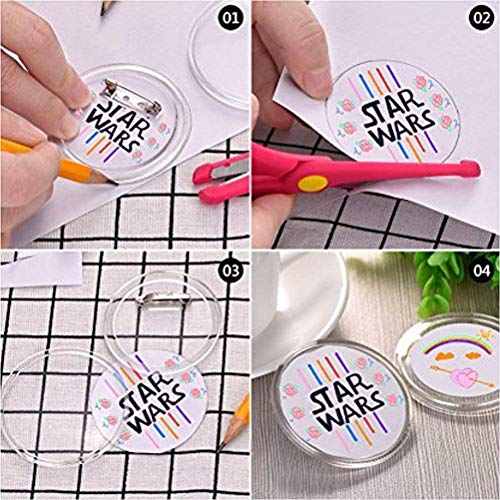 30 Pcs 2.36'' Pin Button Badge Acrylic Clear Pin Buttons Blank Badge Making Kit Acrylic Badge Maker for Craft DIY Kids' Paper Craft Activities etc ZWIN